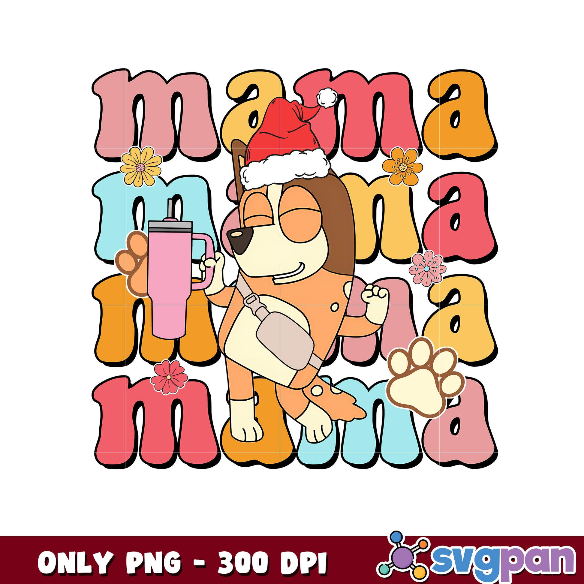 Bluey mama christmas hat png