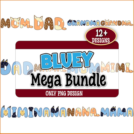 Bluey mama papa png bundle