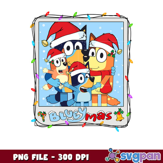 Blueymas family png, bluey christmas png, merry christmas png