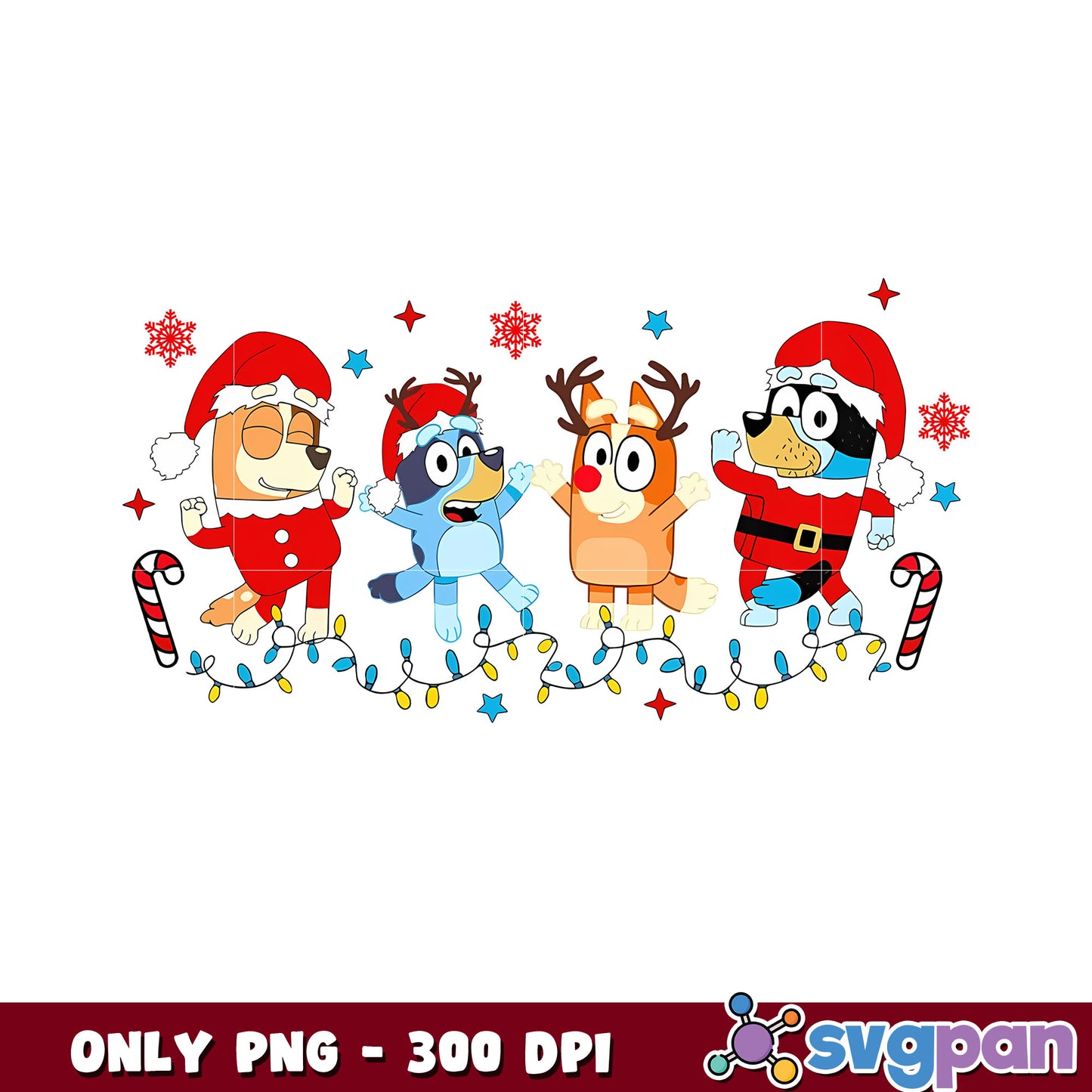 Bluey merry christmas hat png, bluey family png, lights christmas png