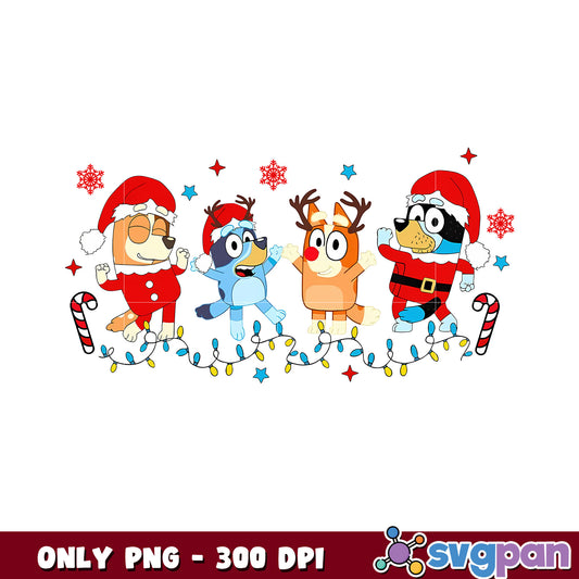 Bluey merry christmas hat png, bluey family png, lights christmas png