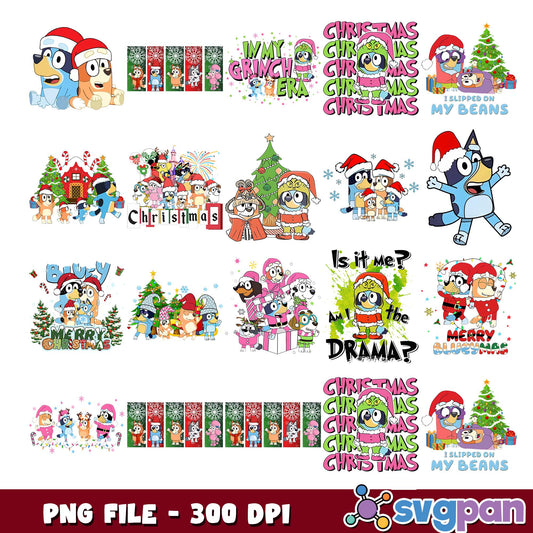 Bluey merry christmas png bundle