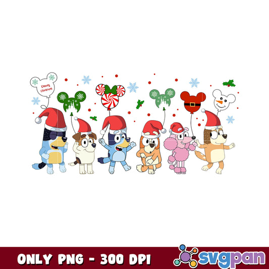 Bluey merry disney christmas png, bluey and friands png, christmas png