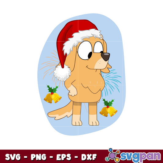 Bluey mrs retriever christmas svg, bluey christmas hat svg