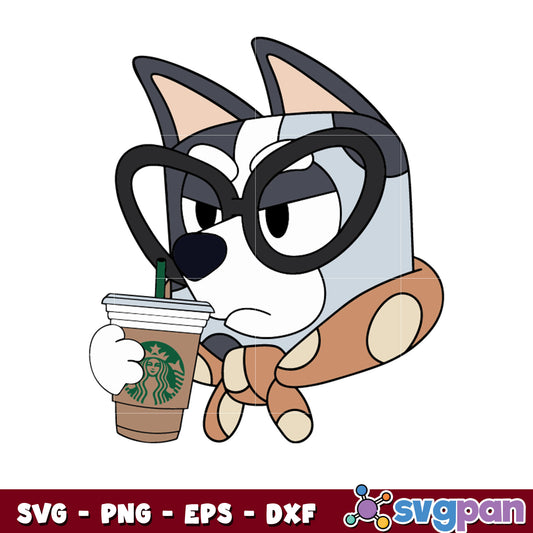 Bluey muffin drink coffee design svg, starbucks coffee​ svg