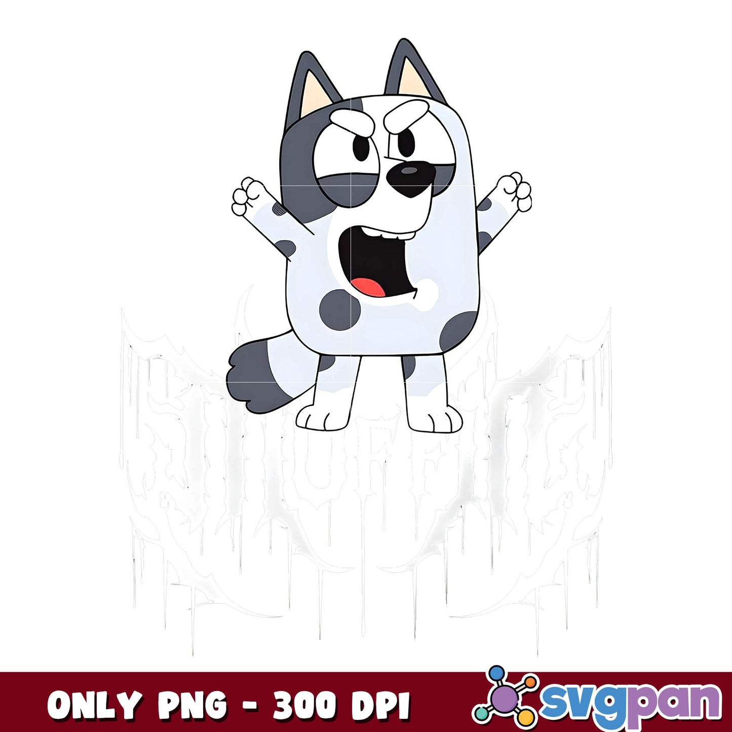 Bluey cartoon muffin horror dog png