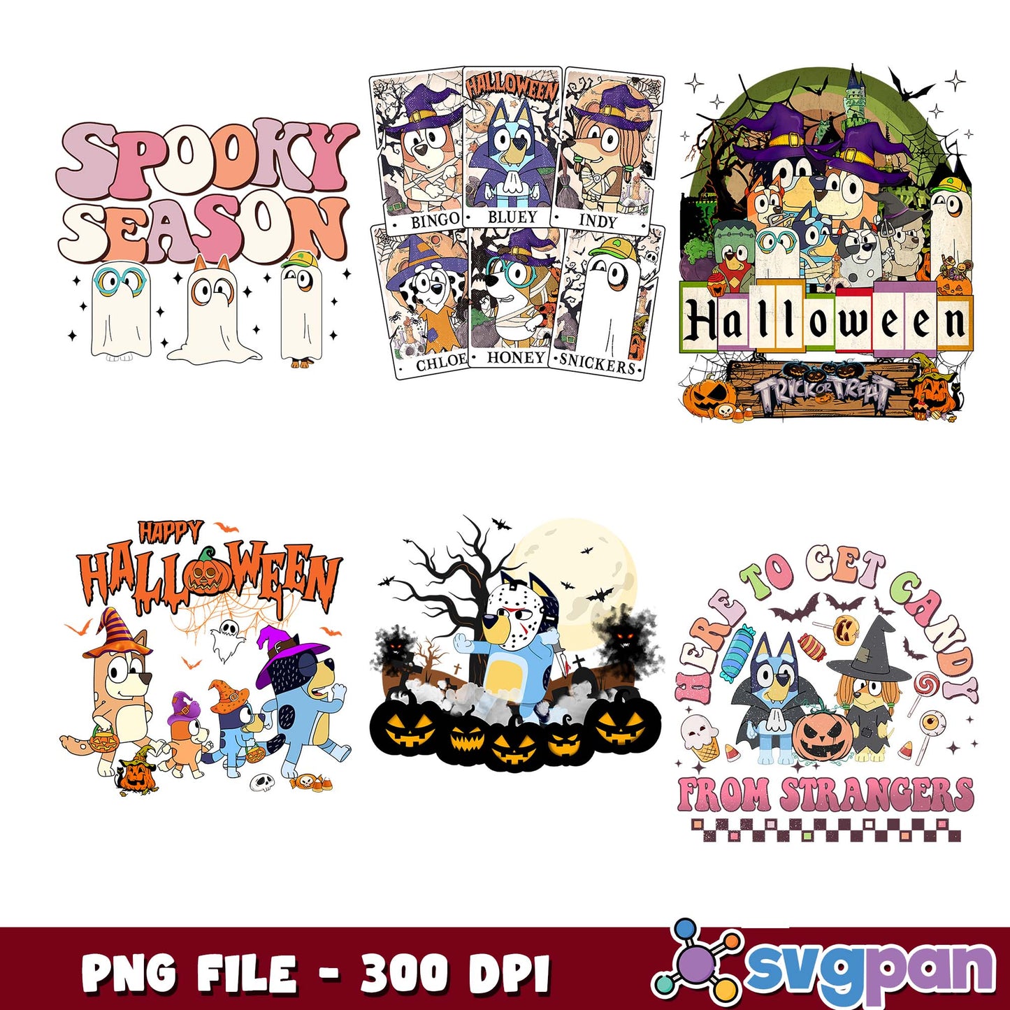 Bluey spooky season png bundle