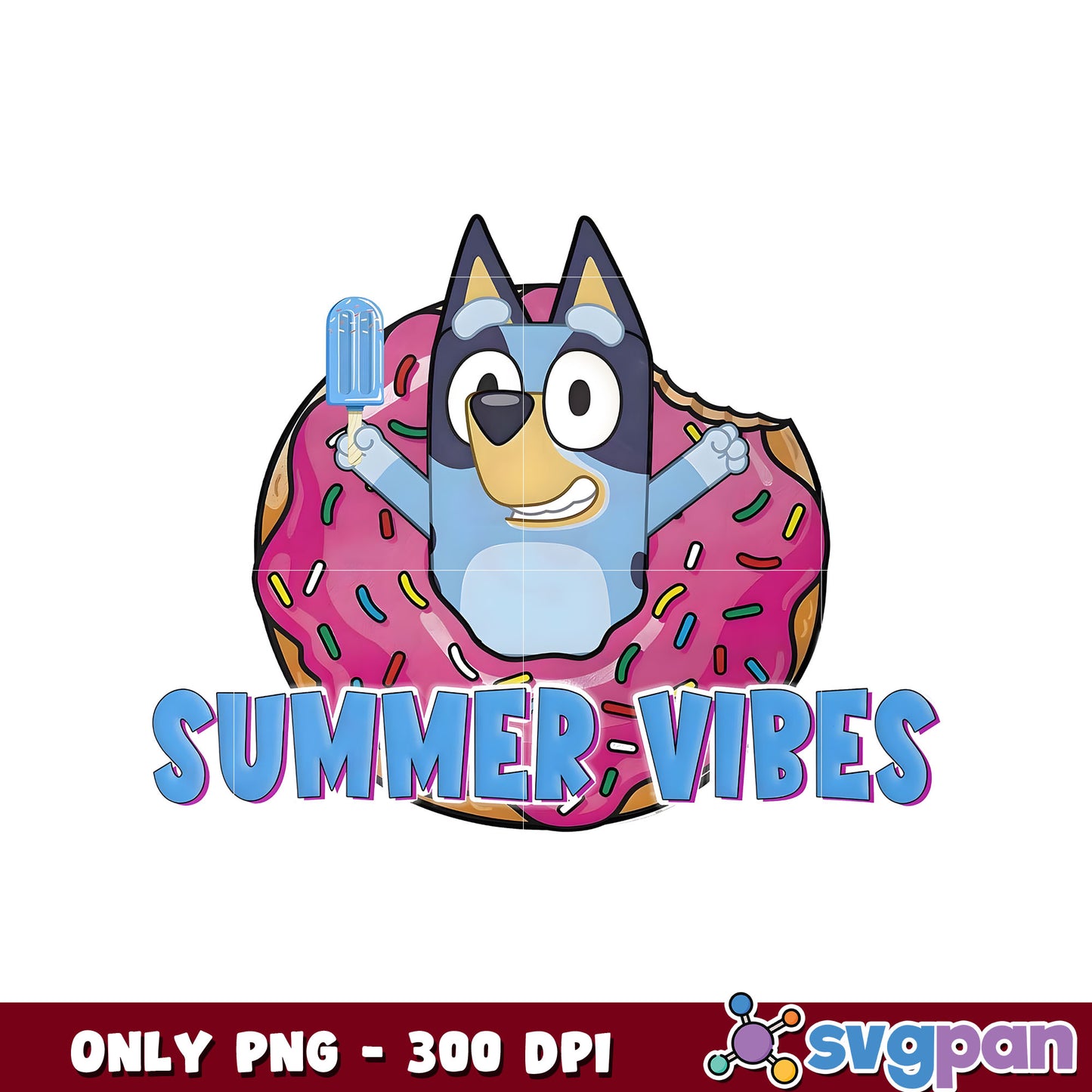 Bluey summer vibes cartoon png, bluey summer​ png, bluey character png
