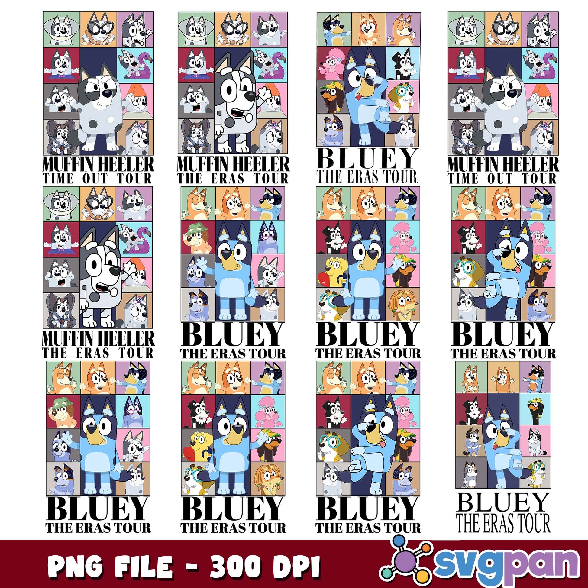 Bluey the eras tour poster png bundle