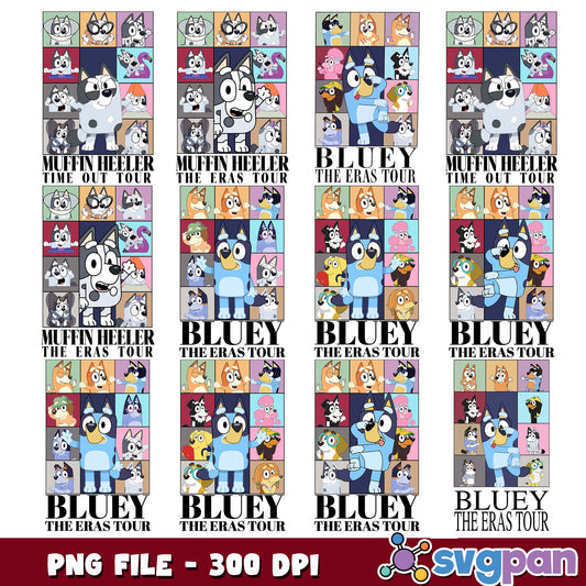Bluey the eras tour poster png bundle