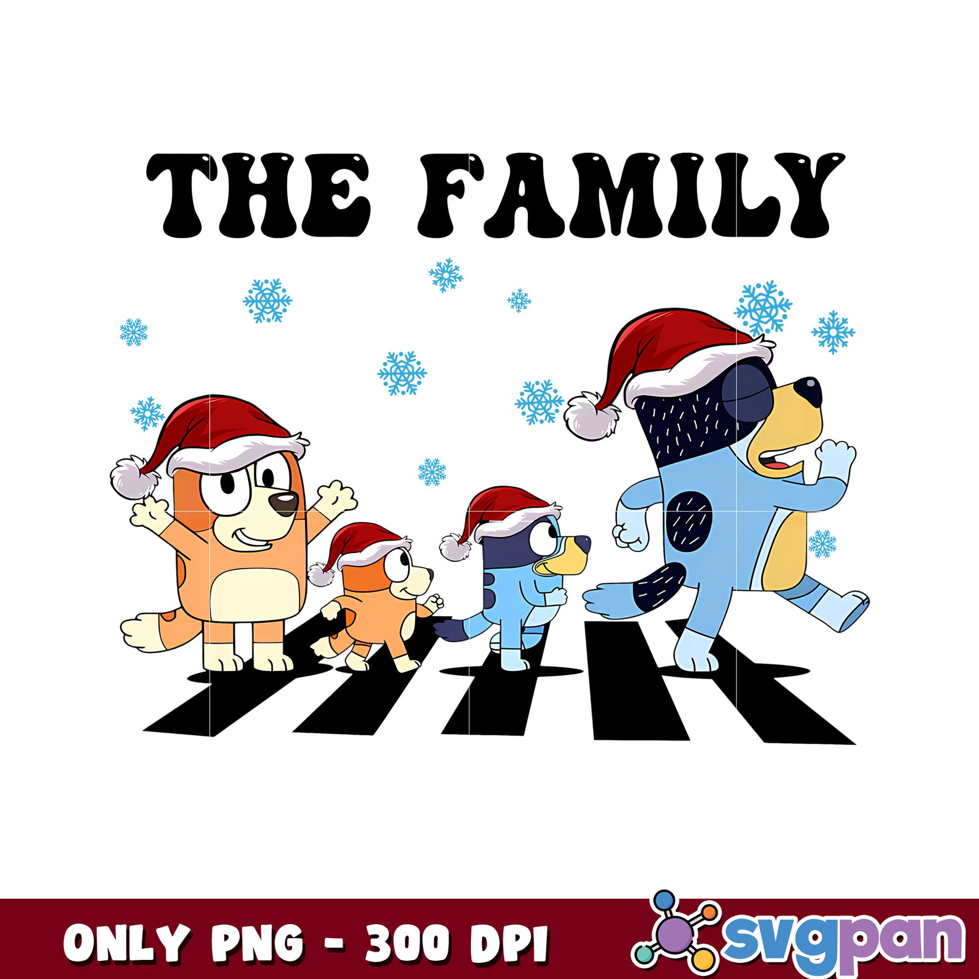 Bluey the family merry christmas png, christmas hat​ png