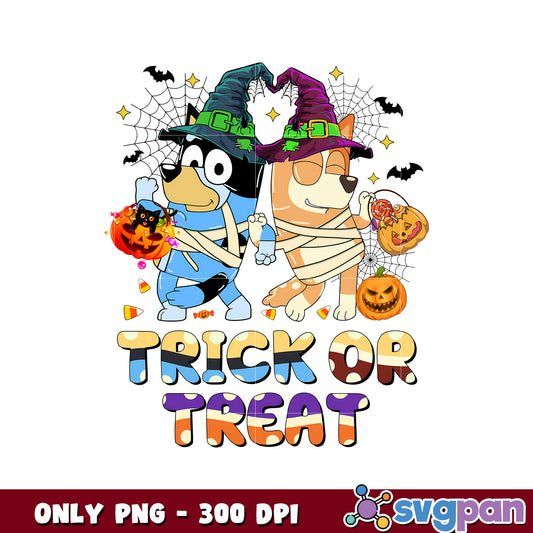 Bluey trick or treat cartoon png, bluey halloween png, halloween png