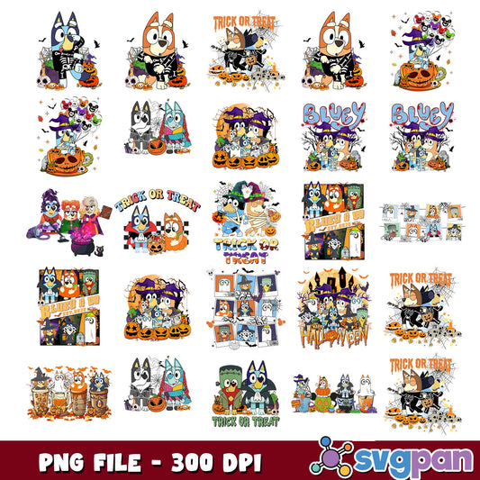 Bluey witch halloween png bundle