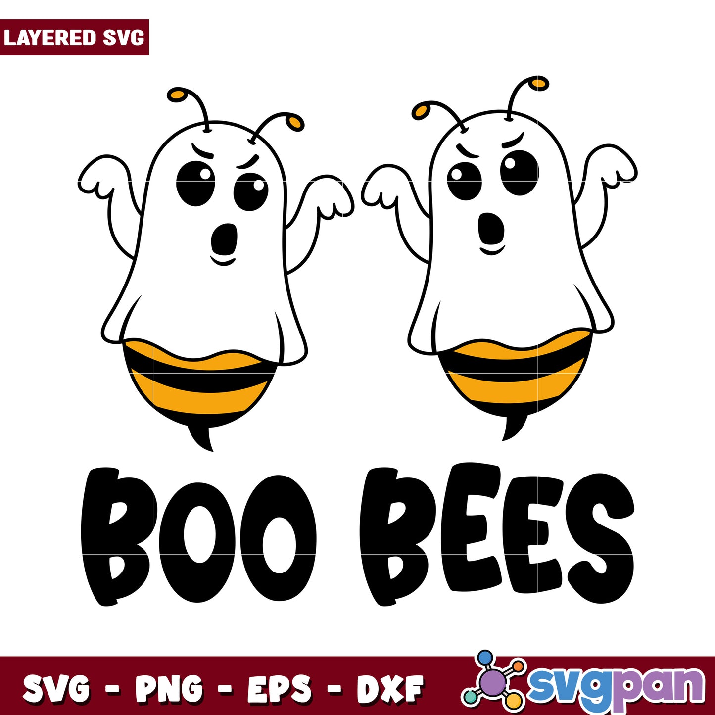 Boo Bees Ghostly Bees Graphic for Halloween Decor, Fun SVG Design