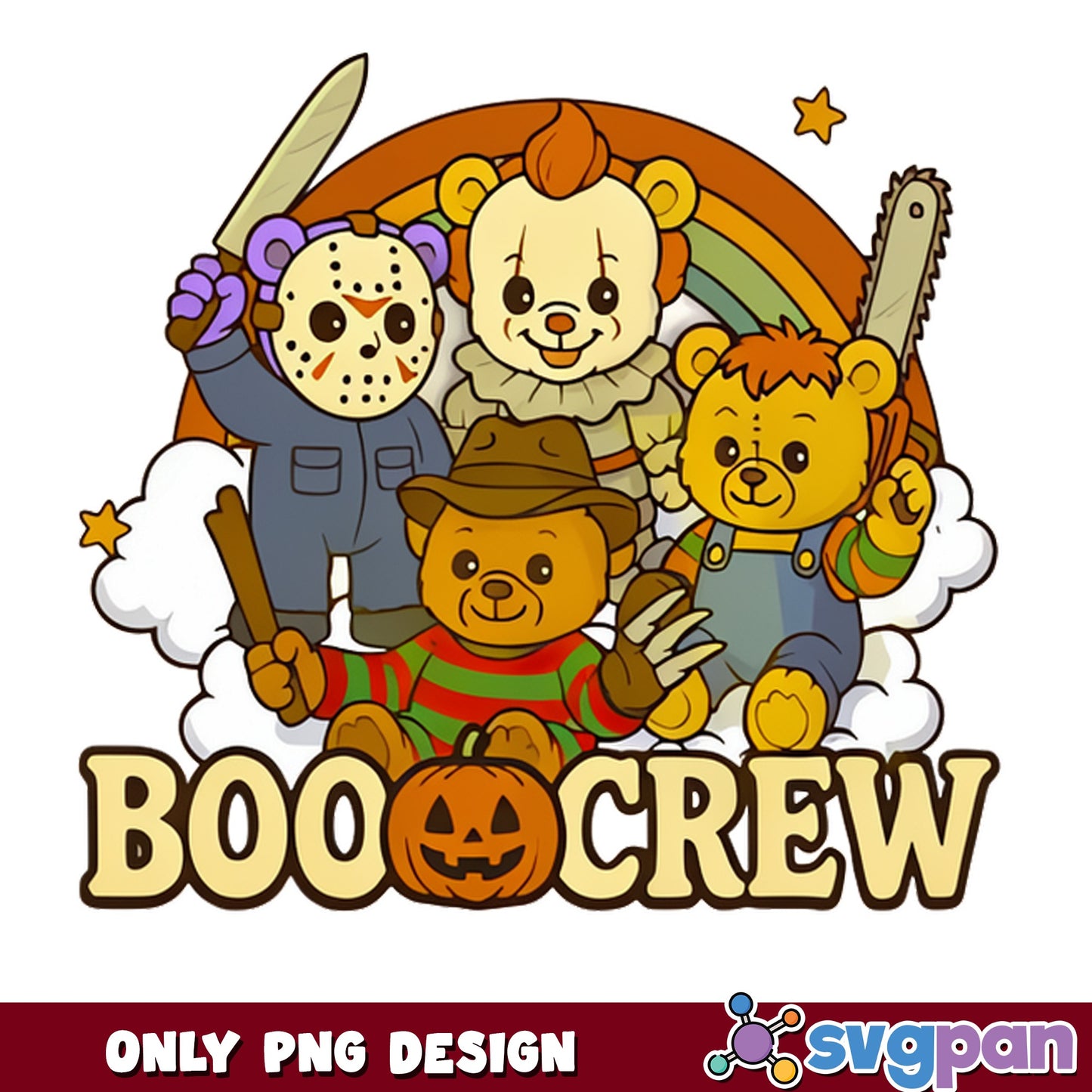 Boo Crew Horror Bears Halloween PNG, Scary Characters PNG, Halloween PNG