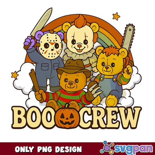 Boo Crew Horror Bears Halloween PNG, Scary Characters PNG, Halloween PNG