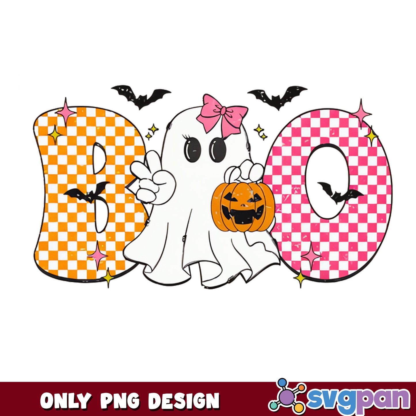 Boo Ghost Halloween PNG, Cute Ghost Pumpkin PNG, Halloween PNG