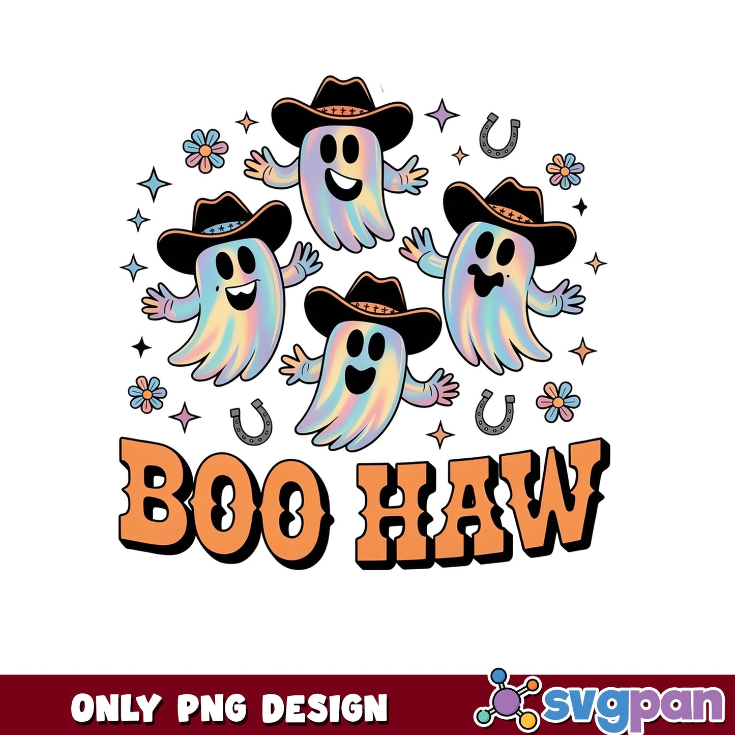 Boo Haw Cowboy Ghost PNG, Halloween Ghost PNG, Western Halloween PNG