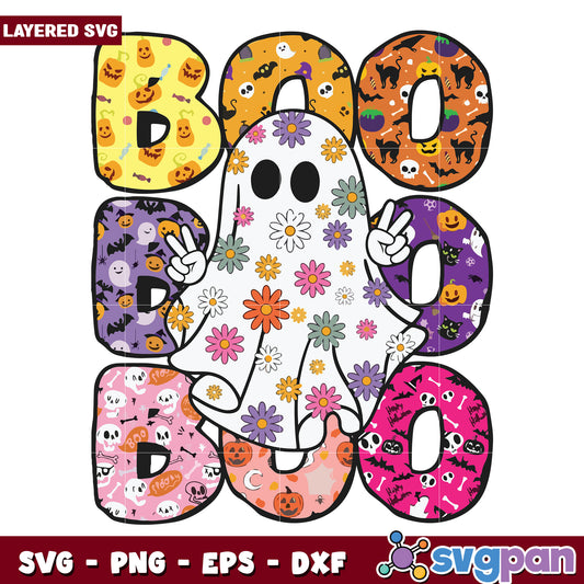 Boo cute ghoul svg, costumes for halloween​ svg, halloween drawings​​ svg