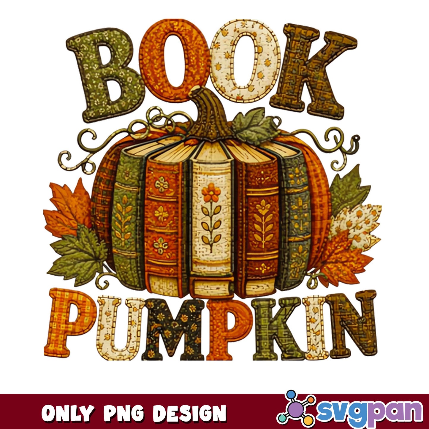 Book Pumpkin Fall PNG, Bookworm Halloween PNG, Autumn PNG