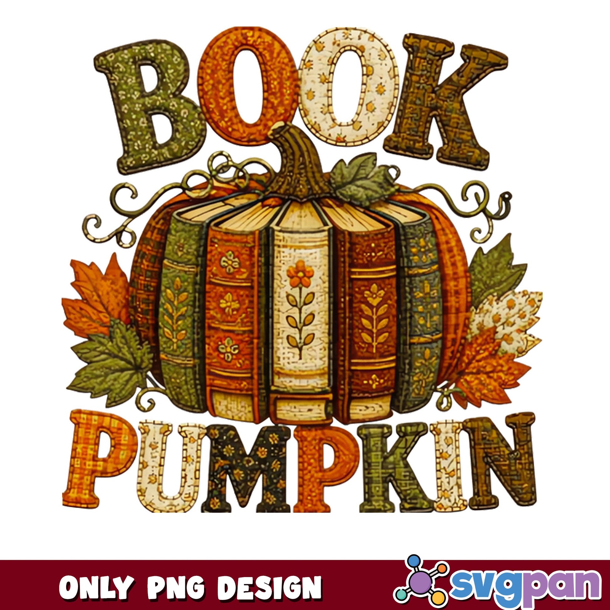 Book Pumpkin Fall PNG, Bookworm Halloween PNG, Autumn PNG