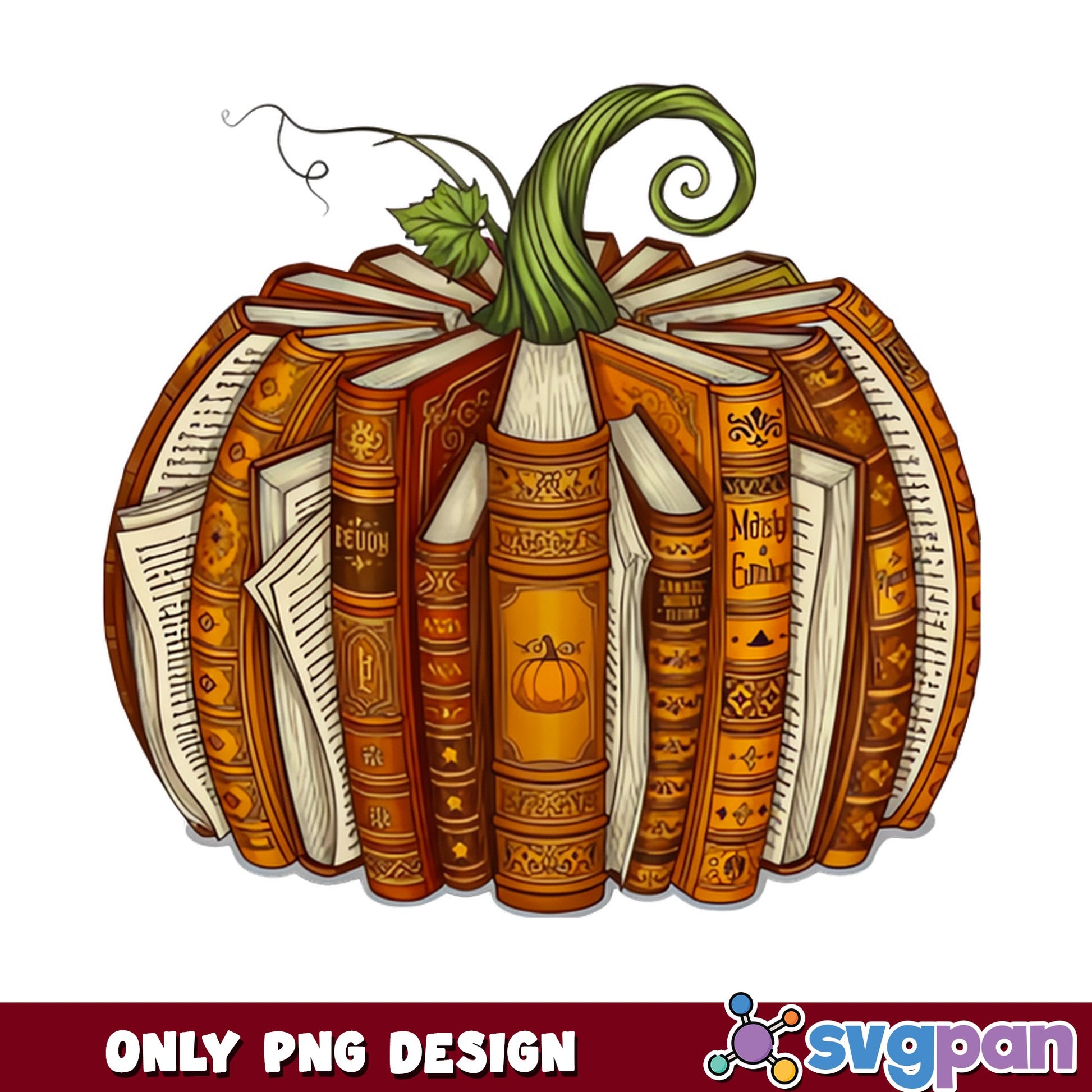 Book Pumpkin PNG, Fall Reading Librarian PNG, Halloween PNG