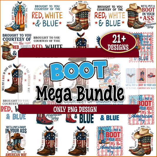 Boot 4th of july png bundle