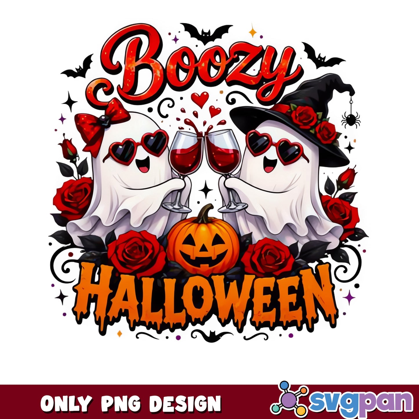 Boozy Halloween Ghost PNG, Funny Ghost Wine PNG, Halloween PNG