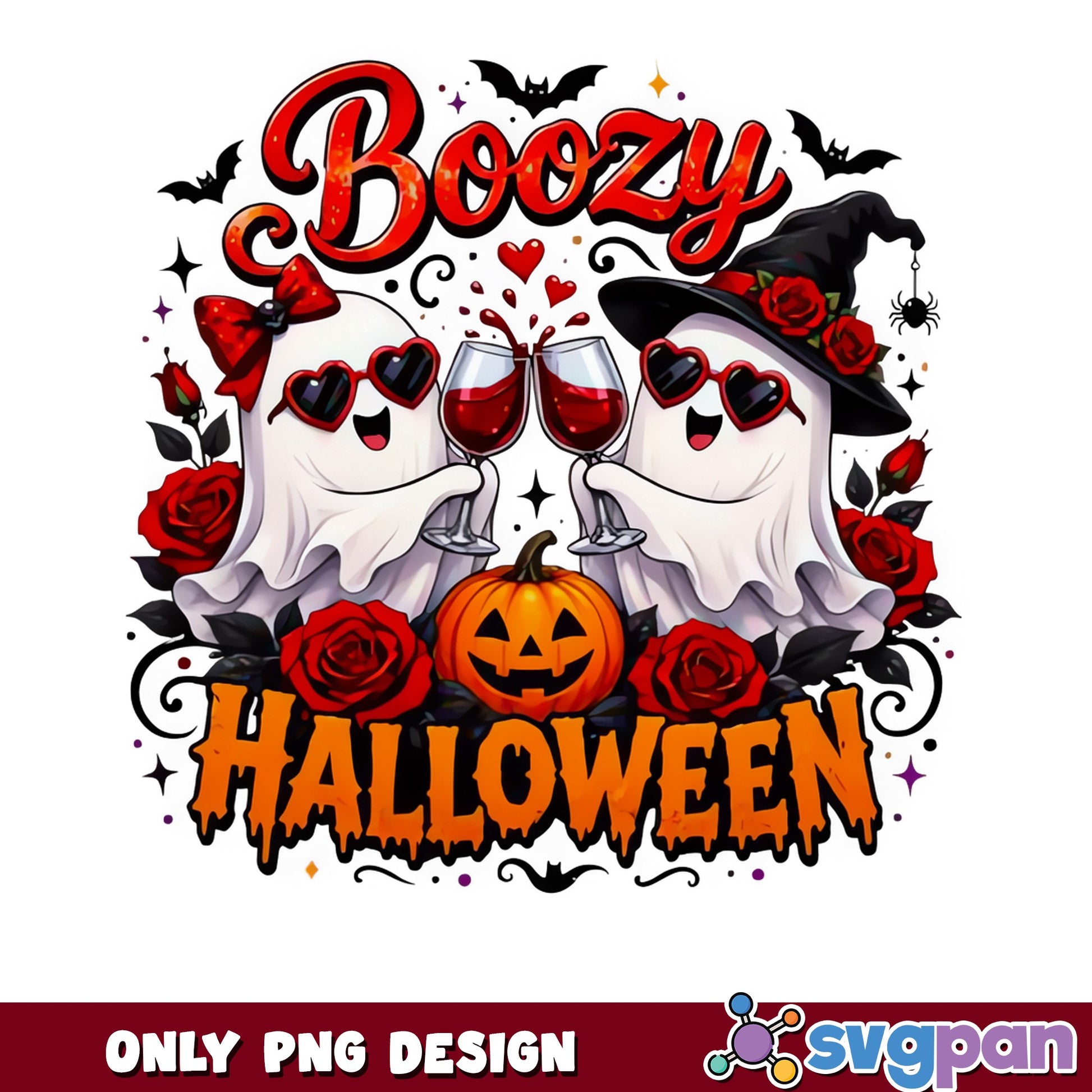 Boozy Halloween Ghost PNG, Funny Ghost Wine PNG, Halloween PNG