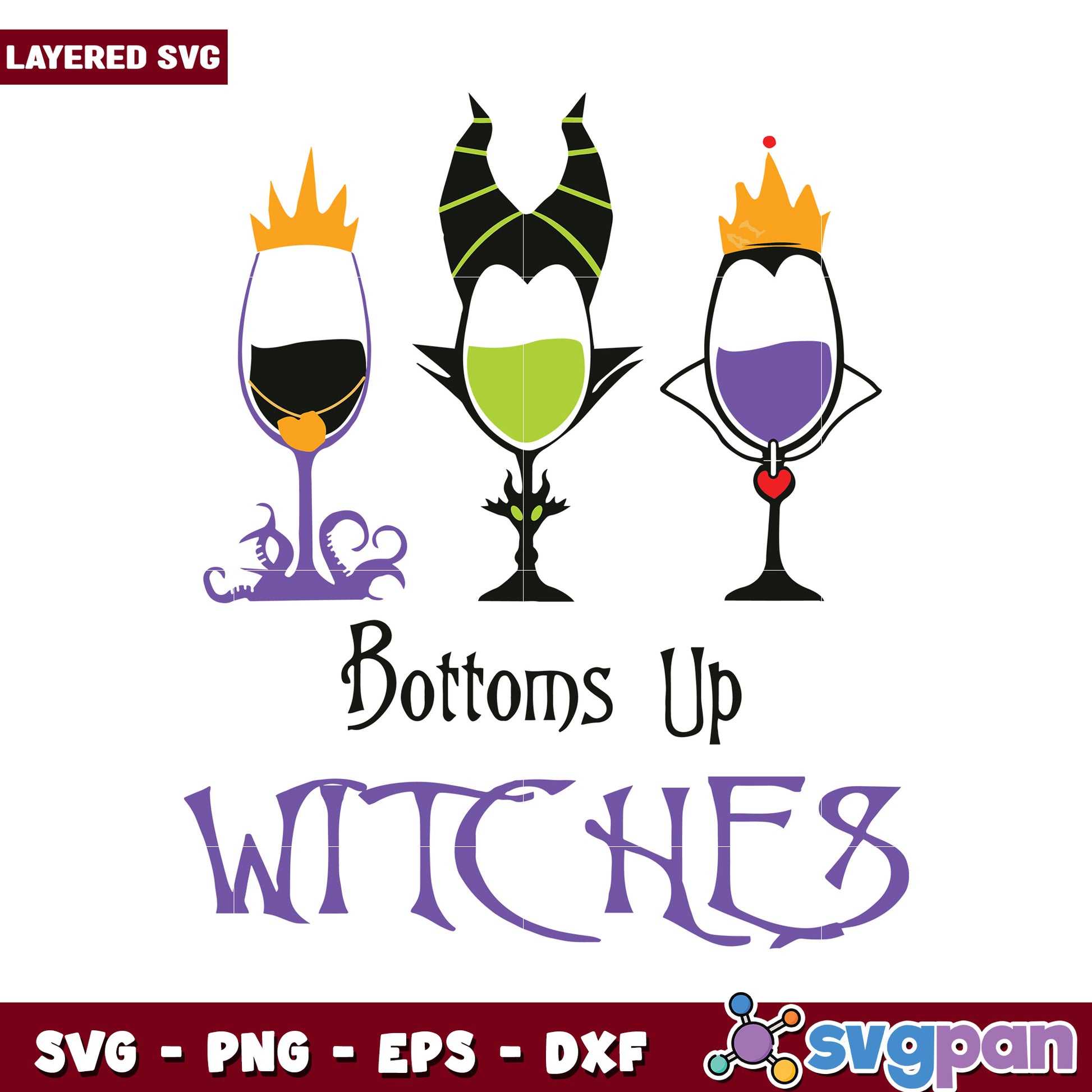 Bottoms Up Witches SVG Design, Perfect for Halloween Crafts