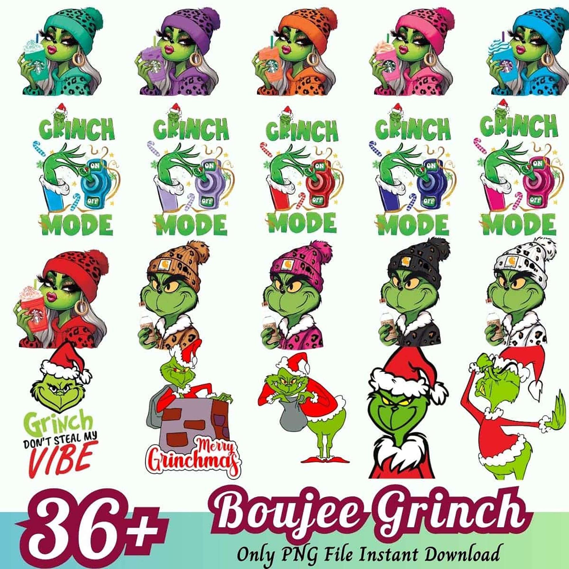 Boujee Grinch PNG Bundle 36+ Designs