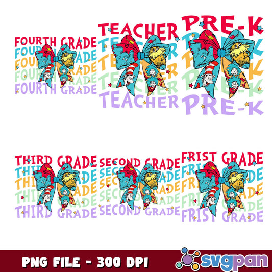 Bow design school grade png bundle