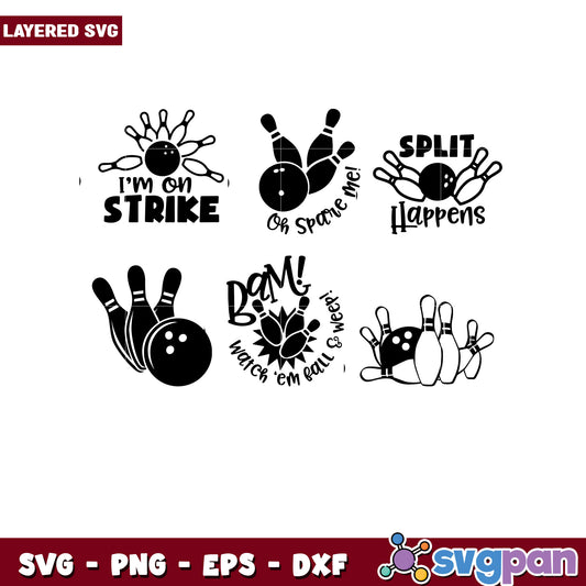 Bowling SVG Bundle 5 Layered Designs