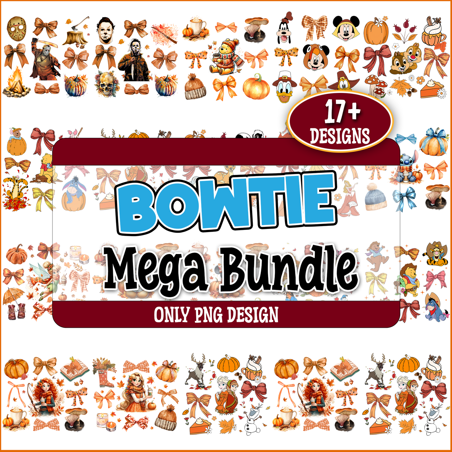 Bowtie autumn png bundle