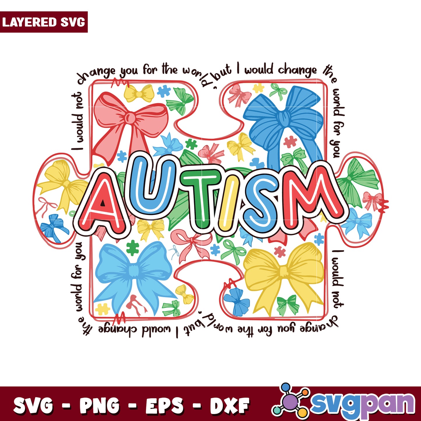 Bow tie autism creative design svg, asutism awearness day svg