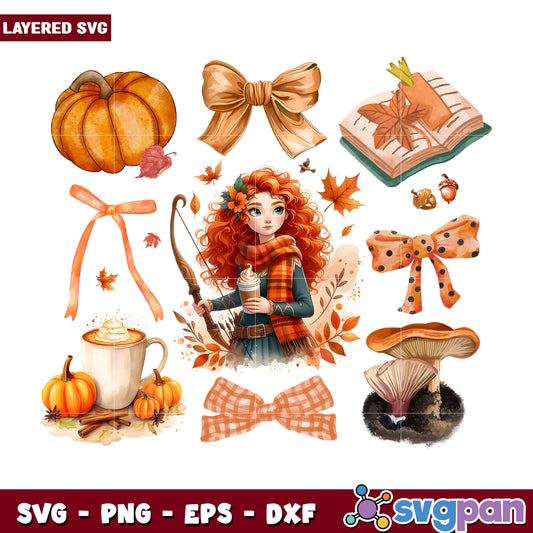 Brave princess png, spooky hallowen png, halloween characters png