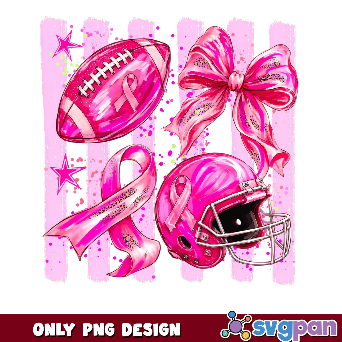 Breast Cancer Awareness Football PNG, Pink Ribbon PNG, Coquette PNG