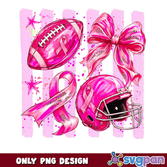 Breast Cancer Awareness Football PNG, Pink Ribbon PNG, Coquette PNG