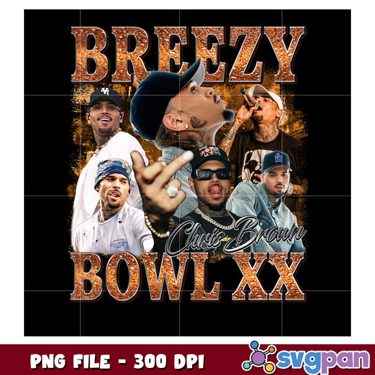 Breezy bowl xx tour design png, chris brown png, concert merch png