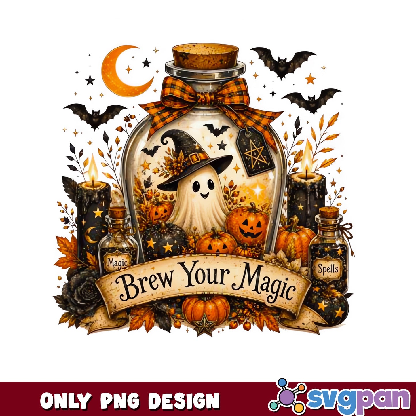 Brew Your Magic Halloween Ghost PNG, Witch Ghost PNG, Halloween PNG