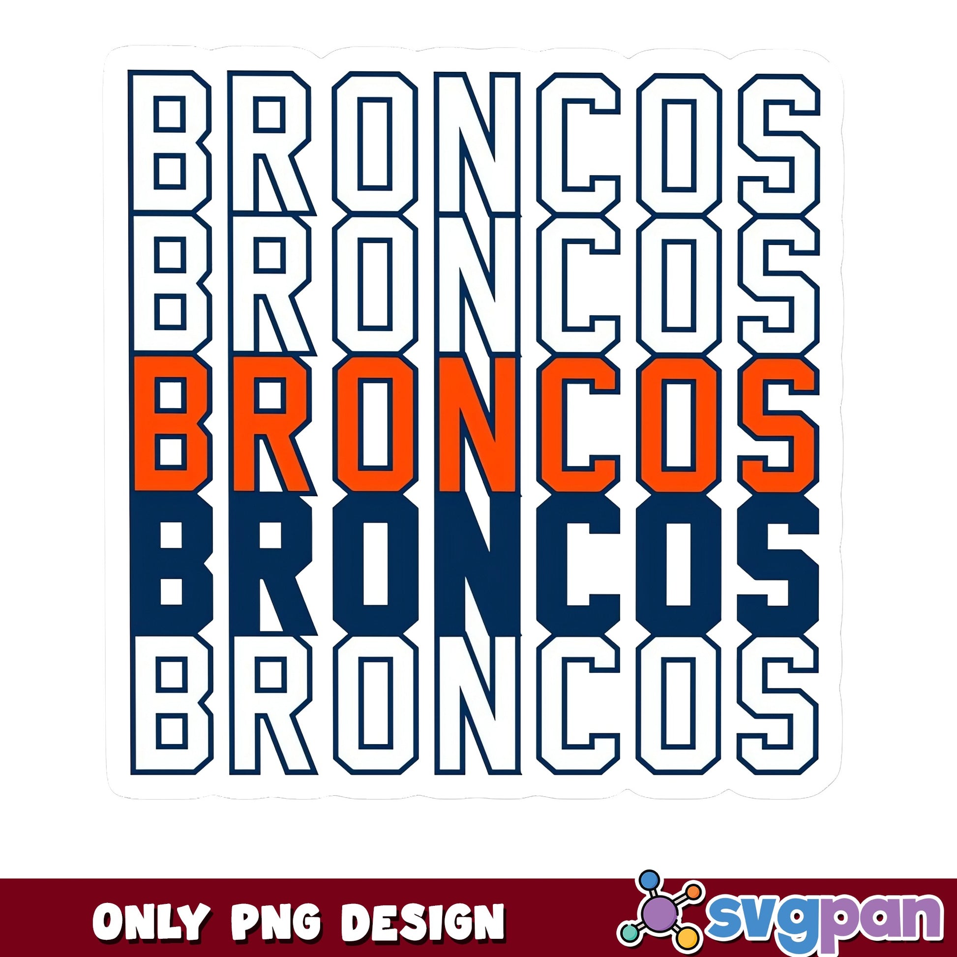 Broncos Stacked Retro PNG, Denver Football PNG, NFL PNG