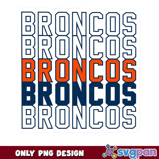 Broncos Stacked Retro PNG, Denver Football PNG, NFL PNG