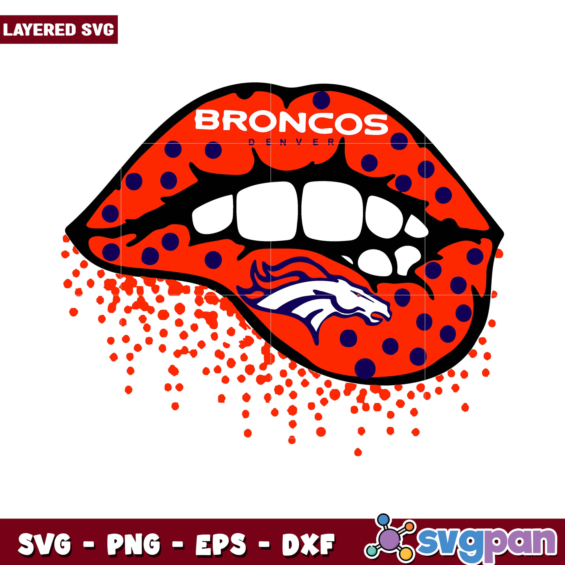 Broncos lip graphic design for fans, ideal for crafts and decor