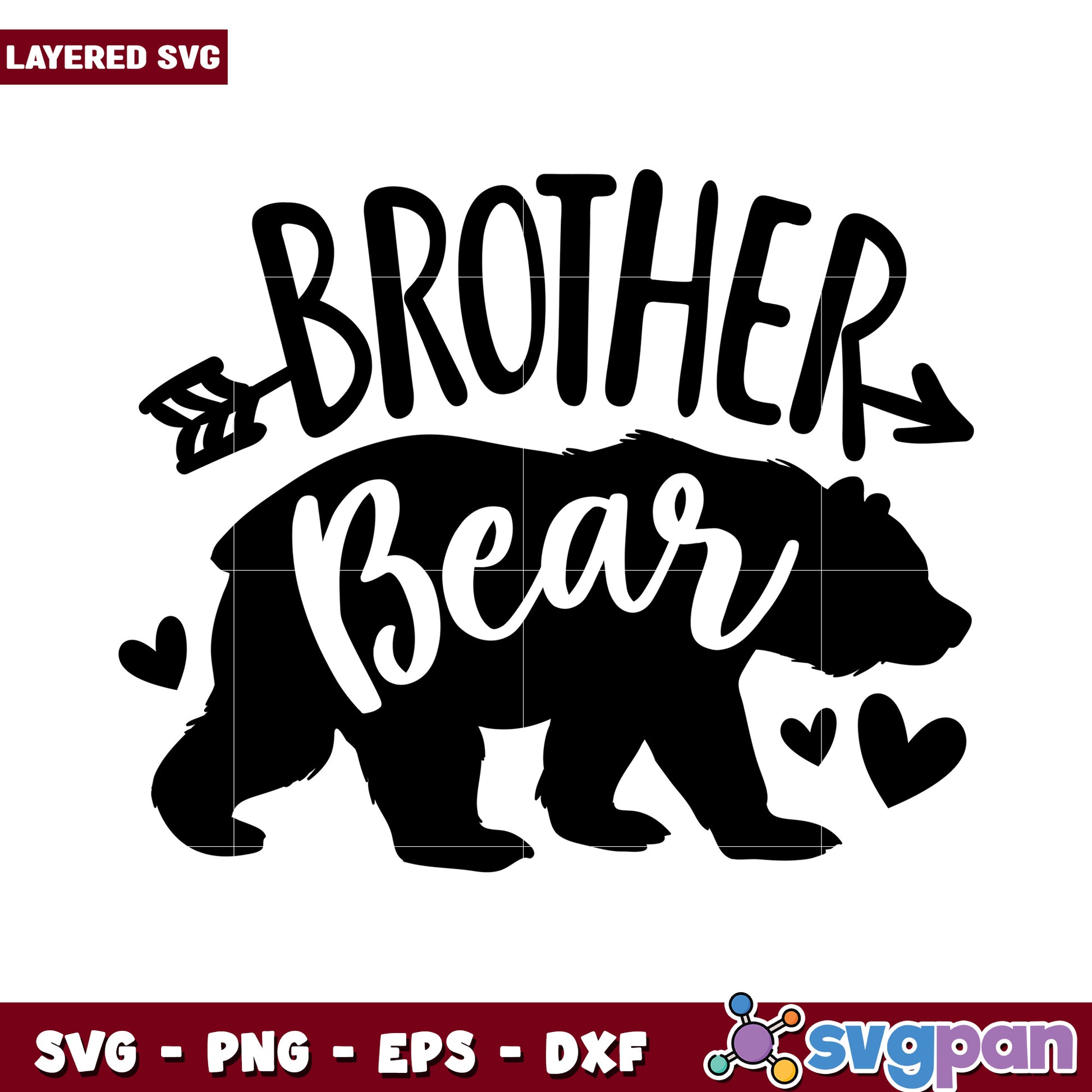 Brother Bear SVG Design for Crafting Projects, Perfect for Family Themes