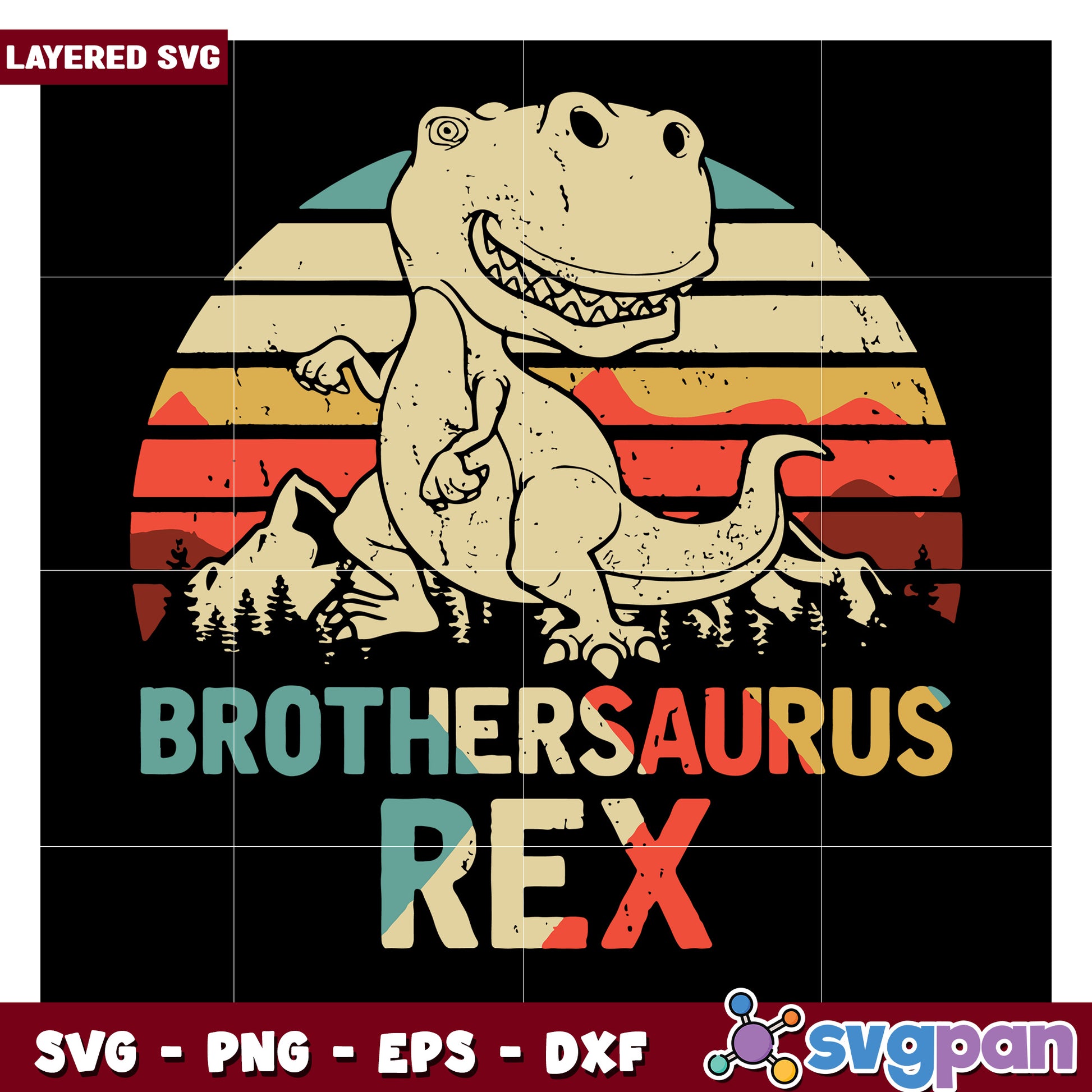 Brothersaurus Rex Dinosaur SVG Design for T-Shirts, Fun Family Gift