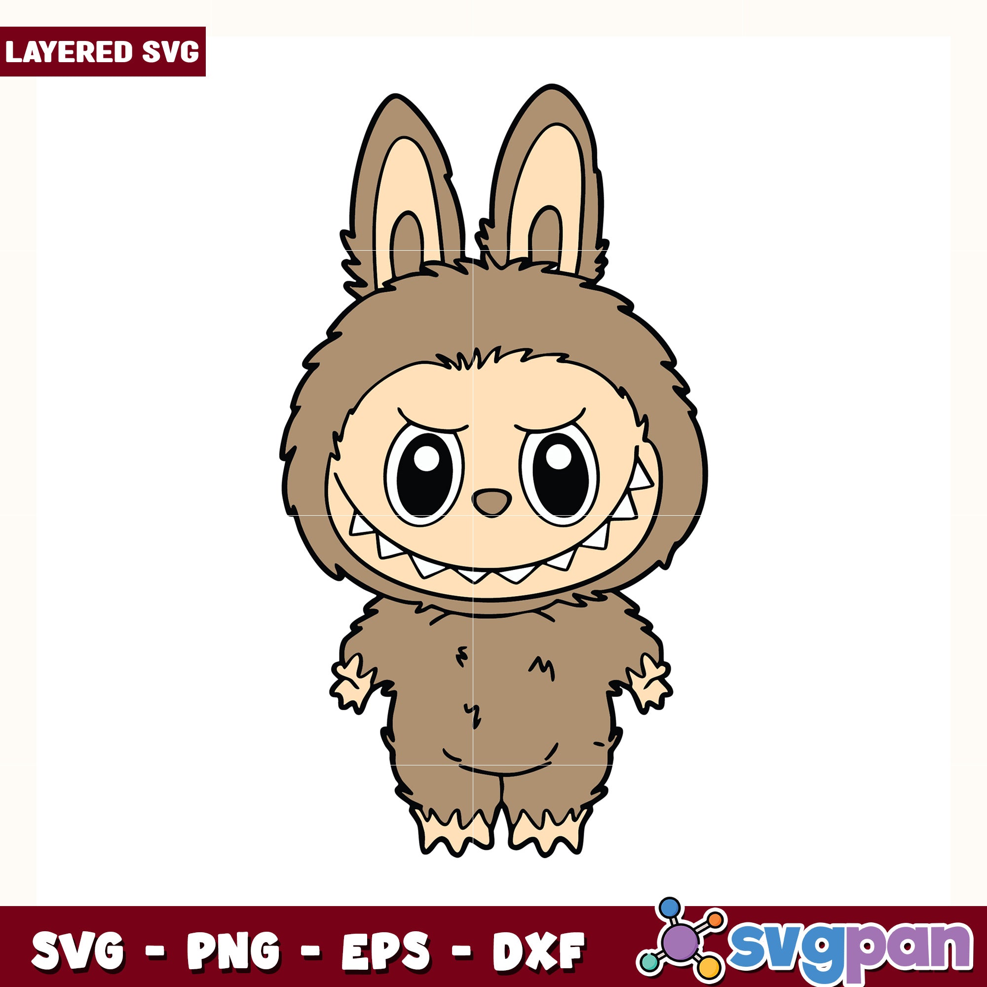 Brown labubu design svg, cute labubu svg, popmart labubu svg – svgpan