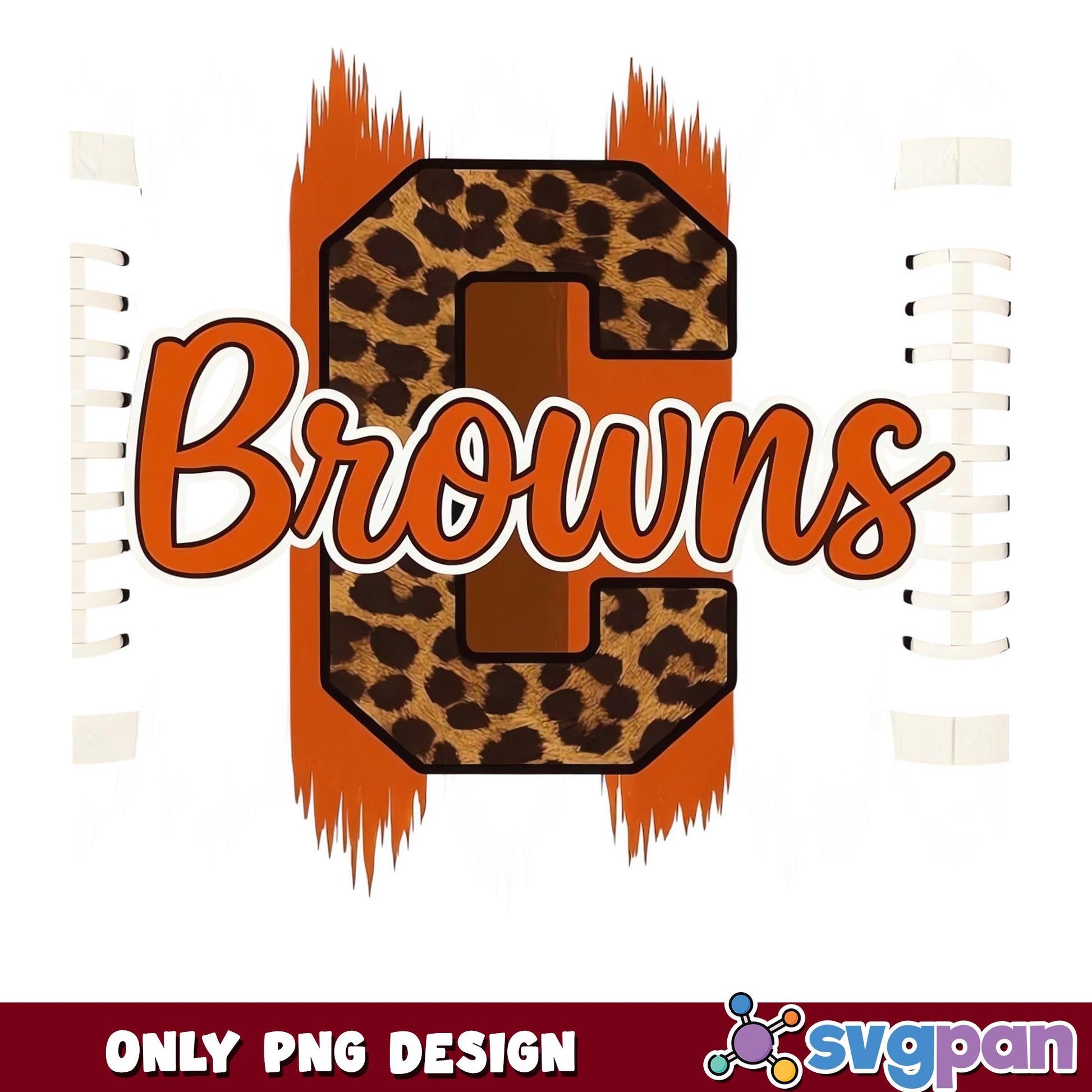 Browns Football Leopard Print PNG, Cleveland Browns PNG, Football PNG