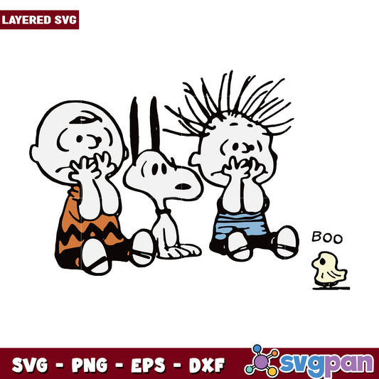 Brown snoopy and friends svg, halloween horror nights​ svg, spooky halloween svg