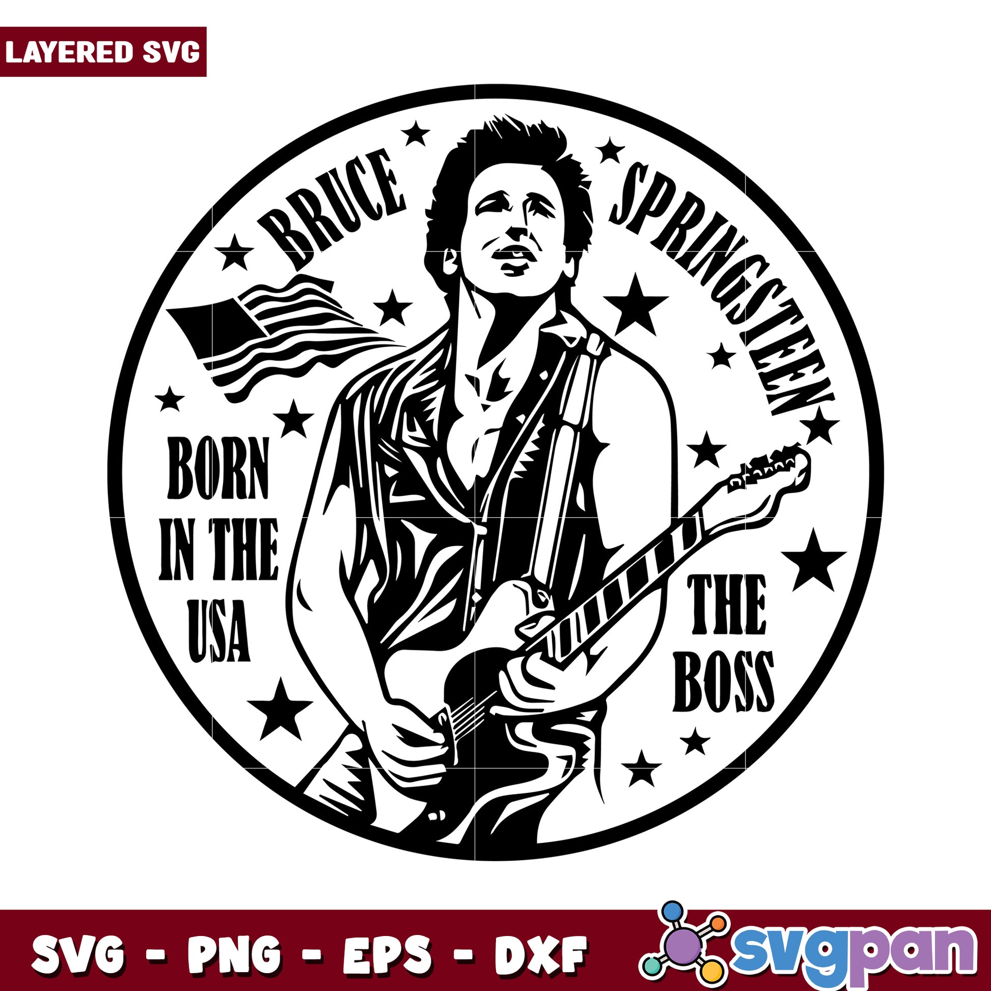 Bruce Springsteen SVG design, perfect for music lovers and artists