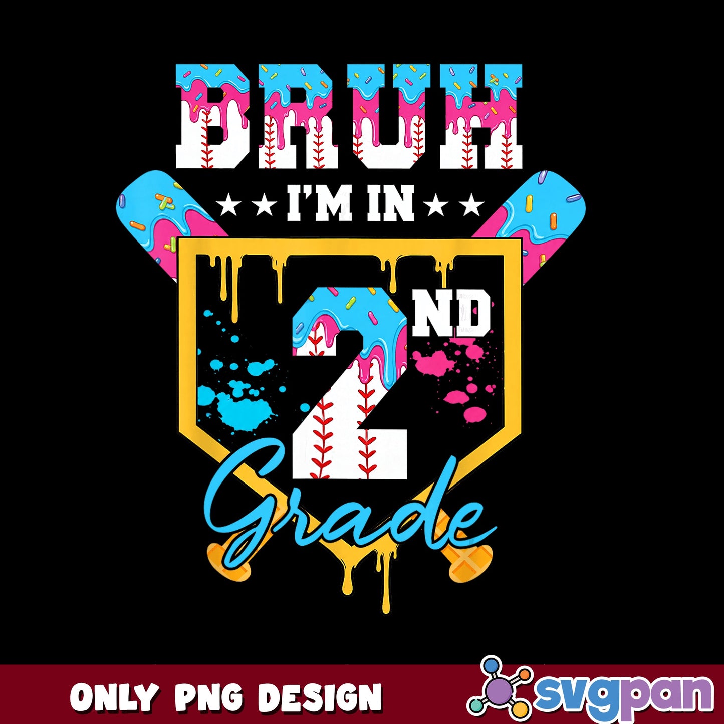 Bruh Im In 2nd Grade PNG, Back To School PNG, Baseball PNG